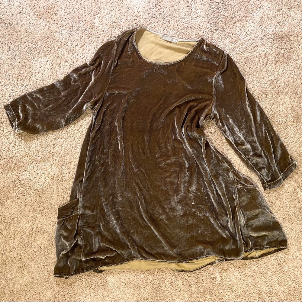 Cut Loose Tops Boho Flowy 3/4 Sleeve Velvet Tunic